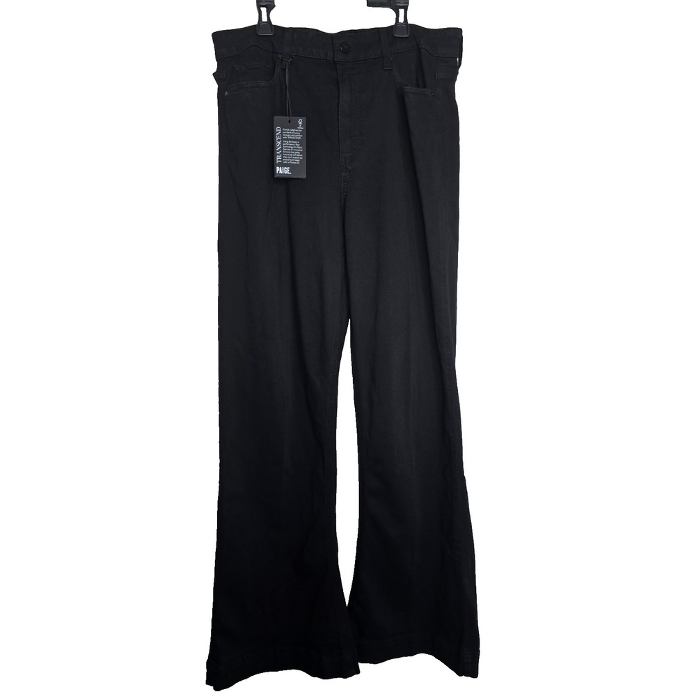 Paige Leenah Slim Wide Leg Jeans Womens 32 Black NEW Transcend Flawless Fit - Picture 2 of 13
